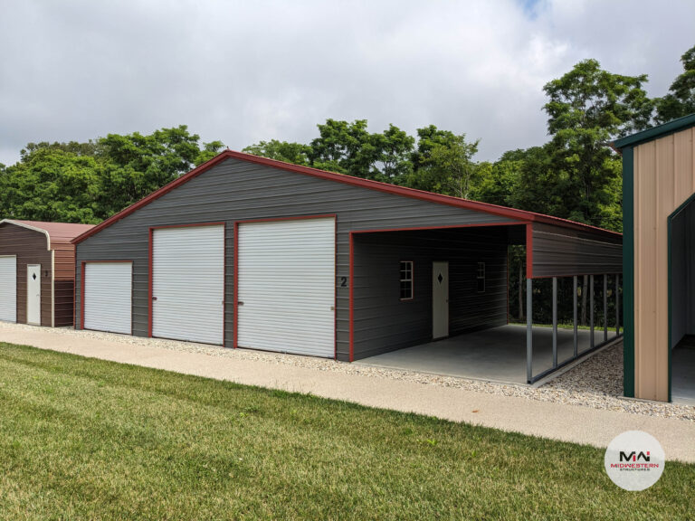Metal Garage with Lean-to Exterior